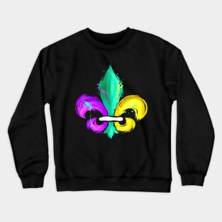 Purple, Green and Golden Fleur De Lis Crewneck Sweatshirt